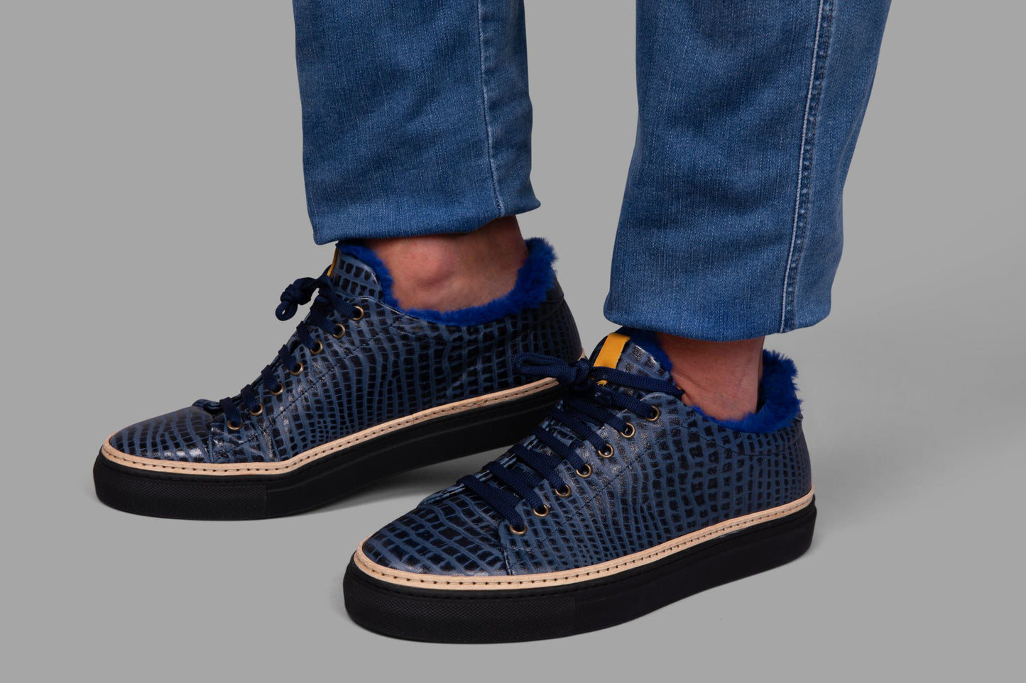STEEN | Blue Sneakers w/ Blue eco-fur