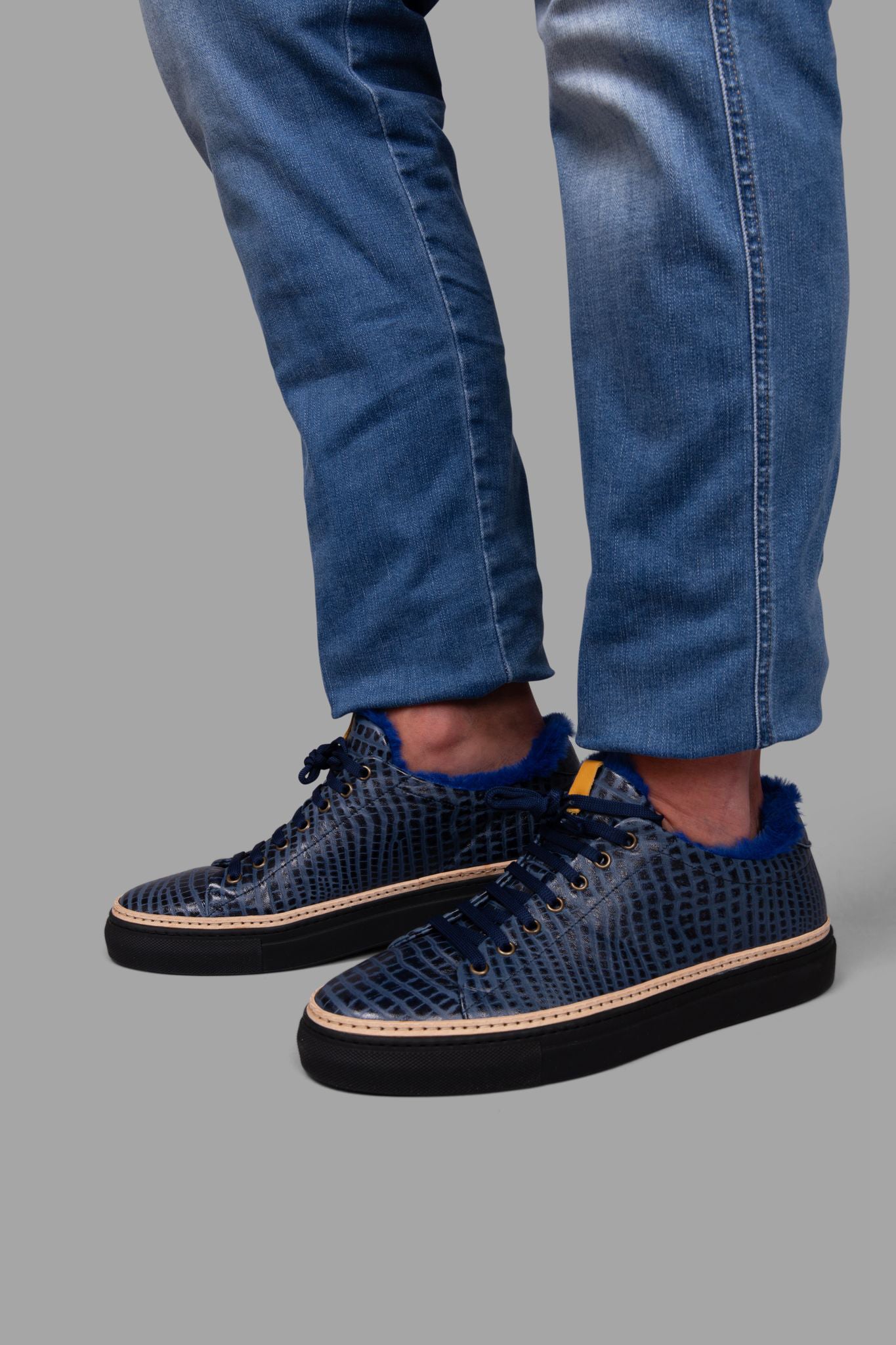 STEEN | Blue Sneakers w/ Blue eco-fur