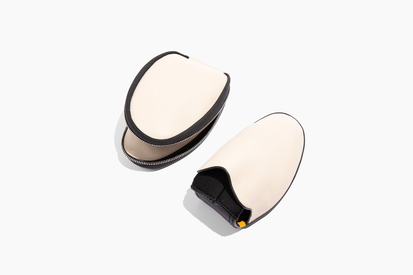 Luxury Cream leather. Foldable travel slipper. Handmade in Italy.