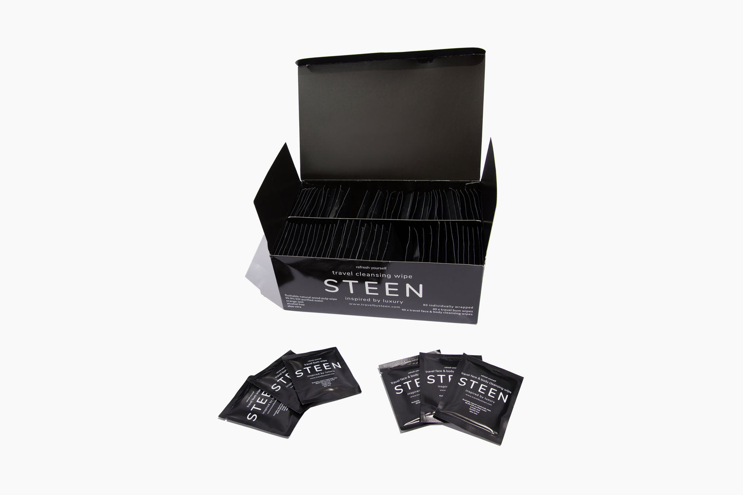 The STEEN Travel Cleansing Wipe Kit 80’s