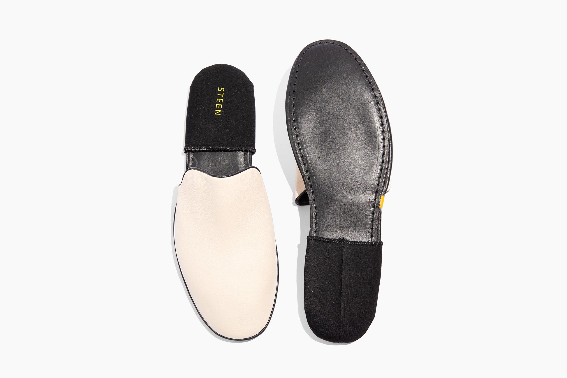 Luxury Cream leather. Foldable travel slipper. Handmade in Italy.