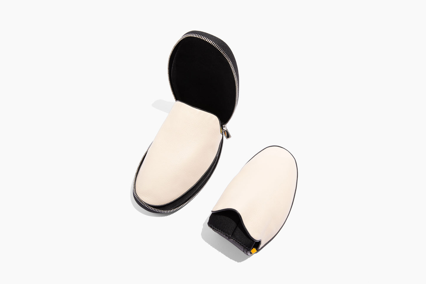 Luxury Cream leather. Foldable travel slipper. Handmade in Italy.
