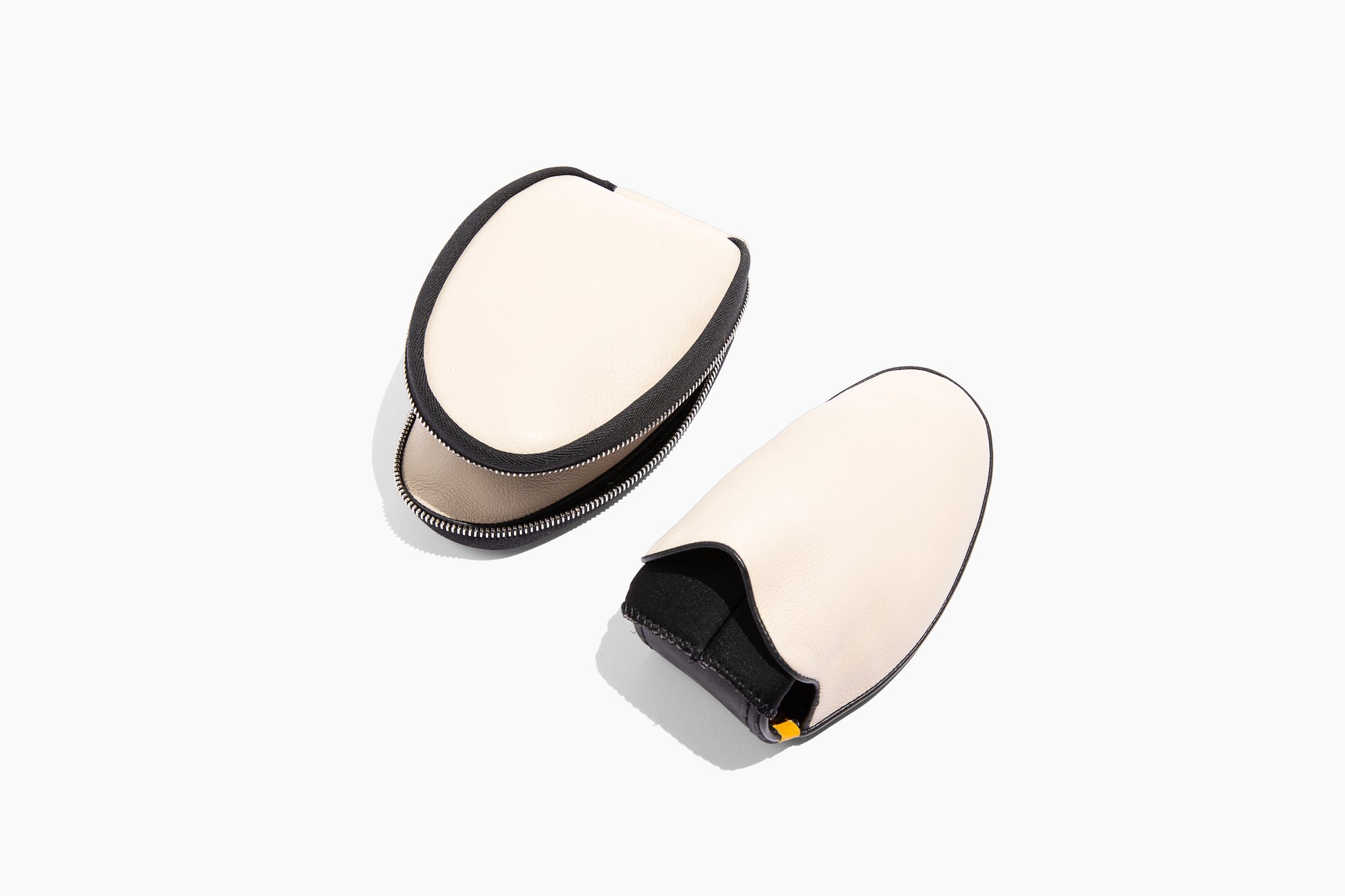 Luxury Cream leather. Foldable travel slipper. Handmade in Italy.